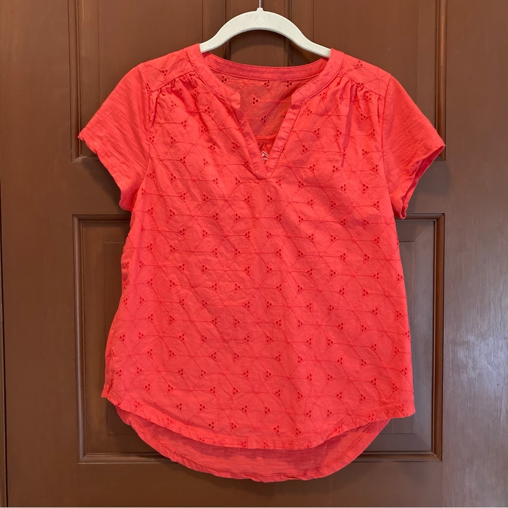St John’s Bay Split Crew Neck Eyelet Top